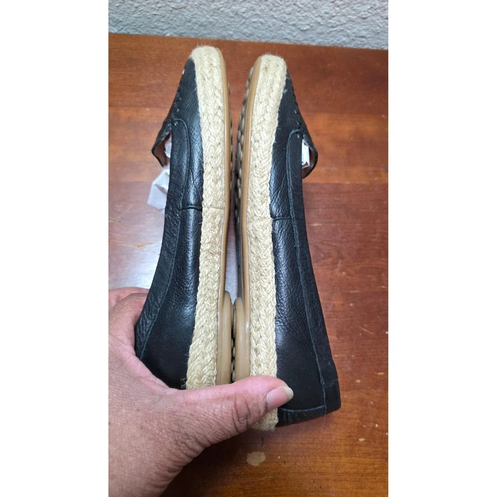 Sofft Black Leather Espadrille Flats Women's 7.5M Woven Slip‎ On Loafers Casual